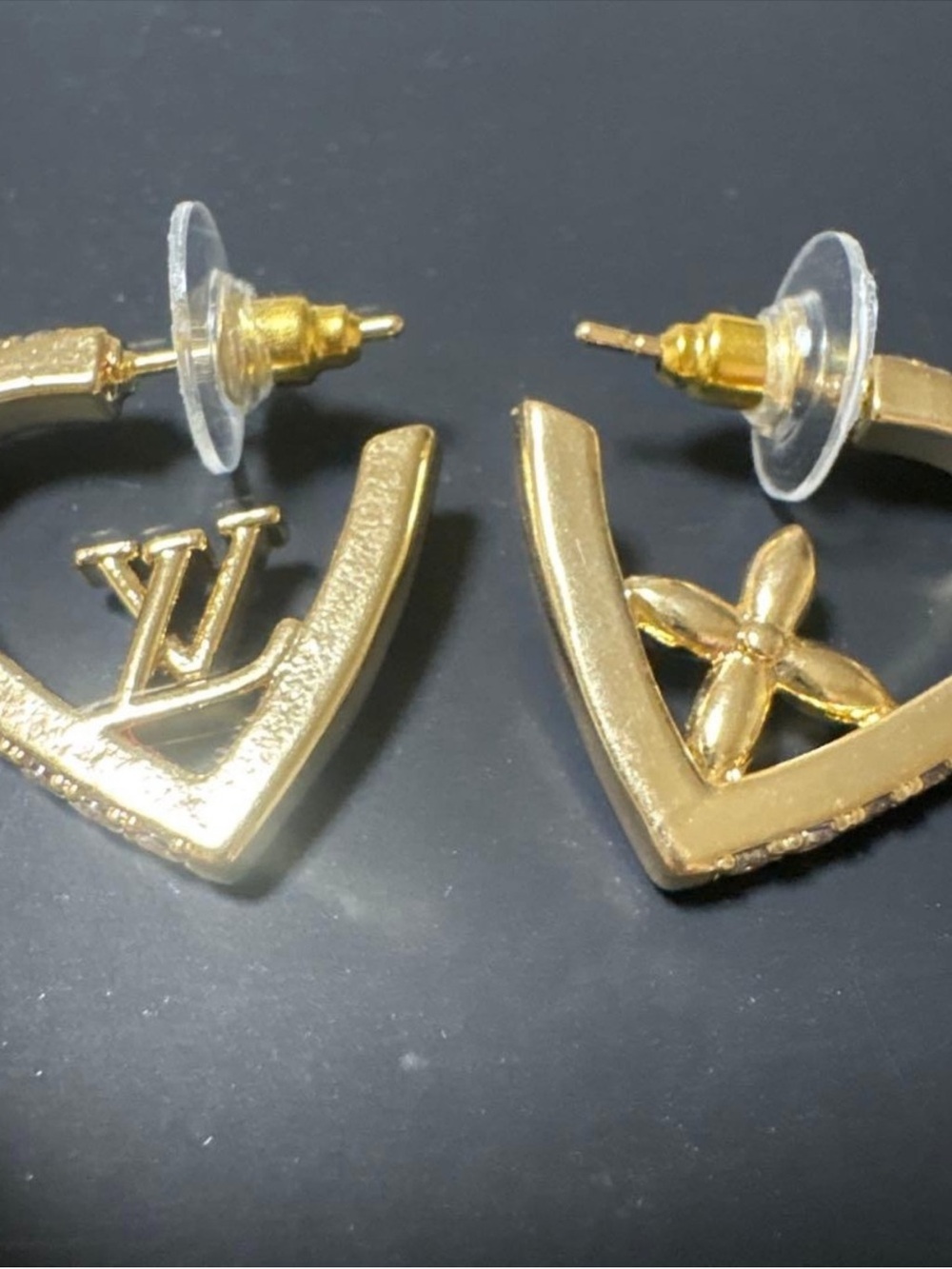 Louis Vuitton 18K Gold Plated Crystal-Trim Earrings - Picture 4 of 10